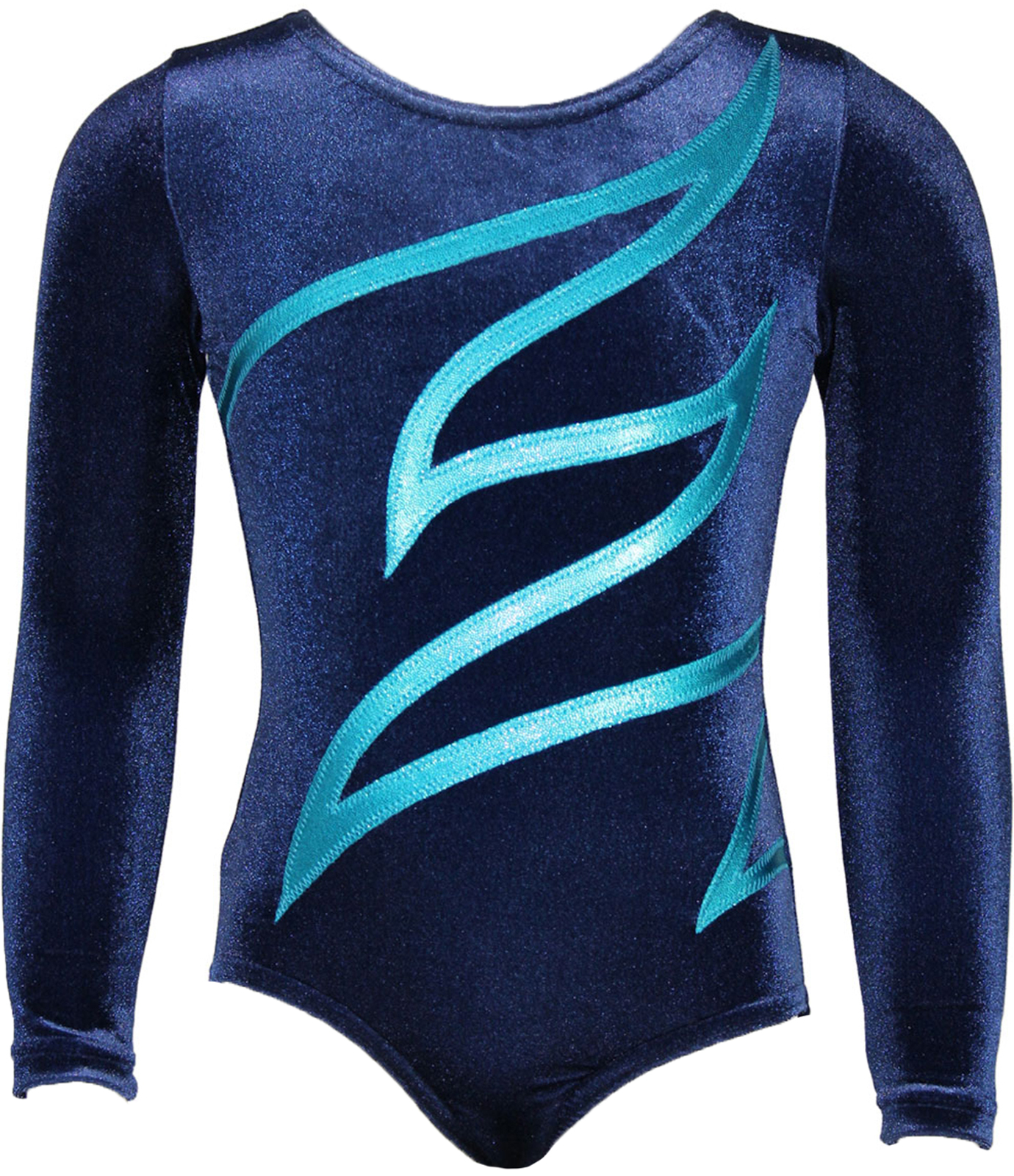 Dunkelblau-Türkis Samt langarm Turnanzug Plamak Basic