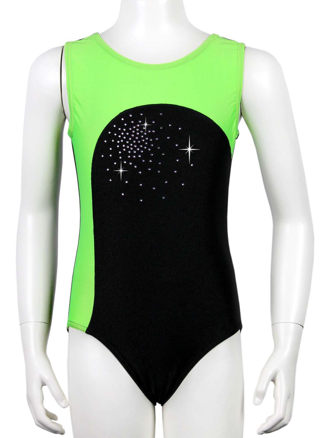 Schwarz-Grün Lycra Turnanzug Mia mit Glitzerplättchen