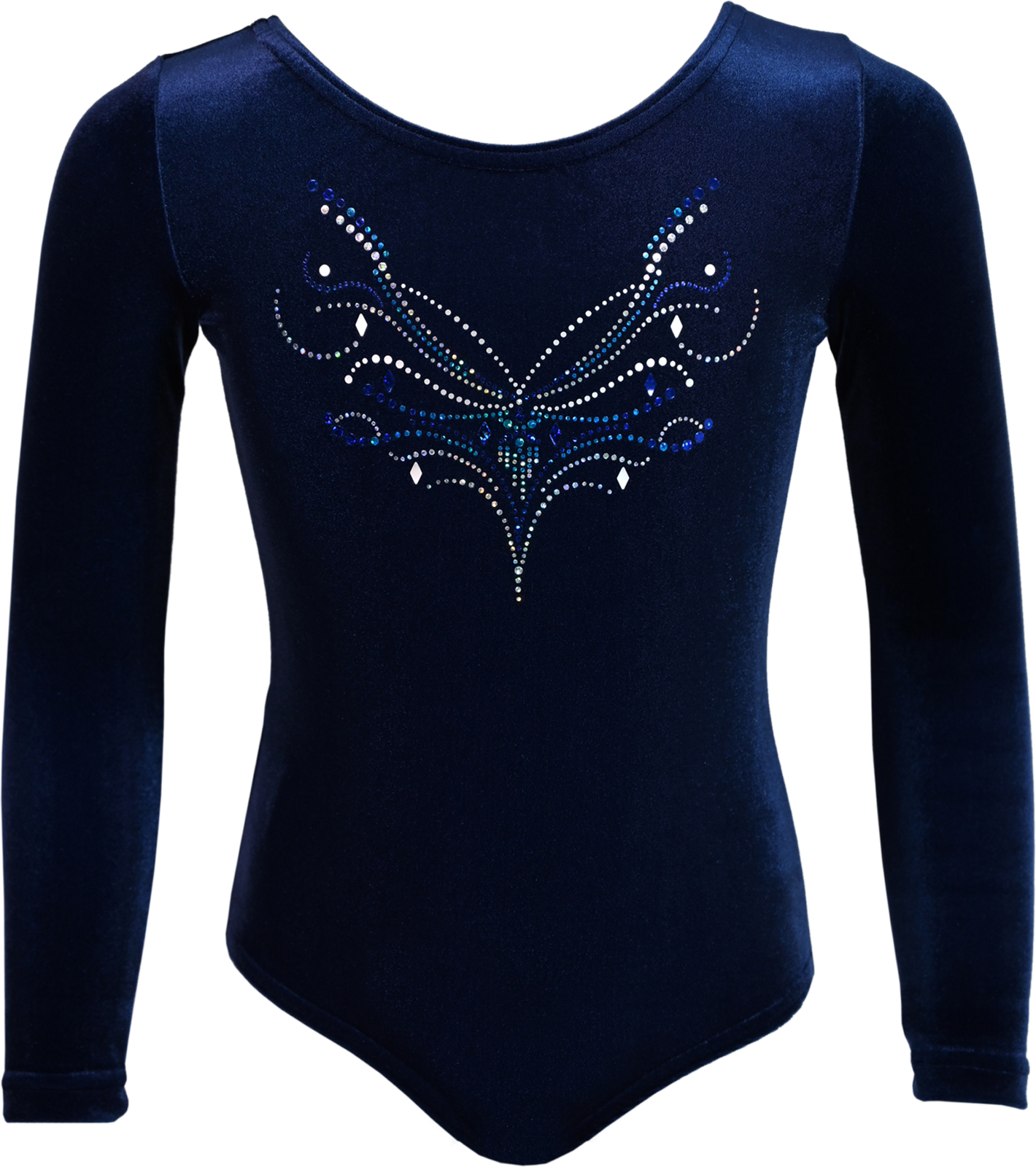 Dunkelblau Samt langarm Turnanzug Bijou aus Glitzerplättchen Dunkelblau Samt langarm Turnanzug Bijou aus Glitzerplättchen
