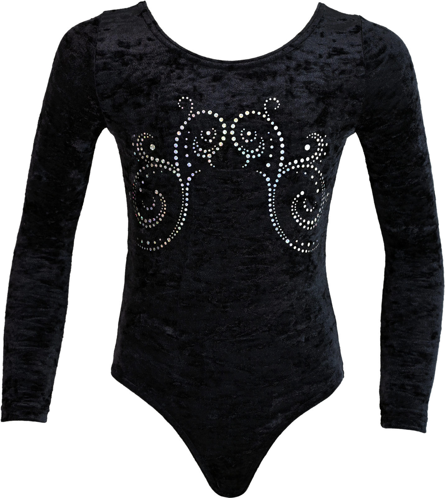 Schwarz Crash Samt langarm Turnanzug Koree aus Glitzerplättchen