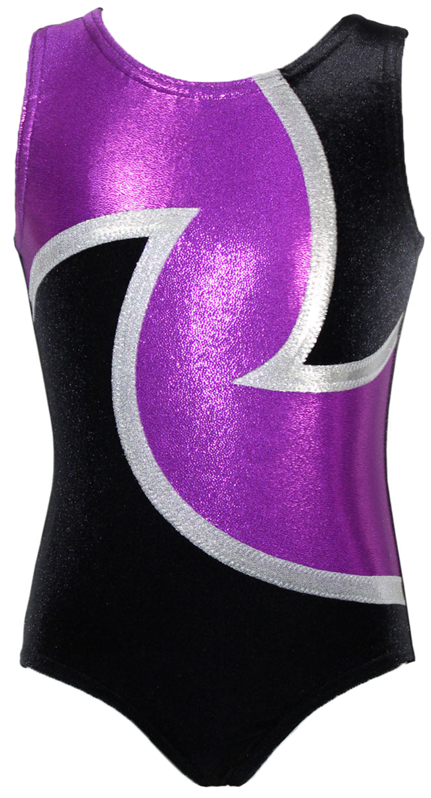 Schwarz-Zyklame-Weiß Samt ärmellos Turnanzug 1001 Nacht