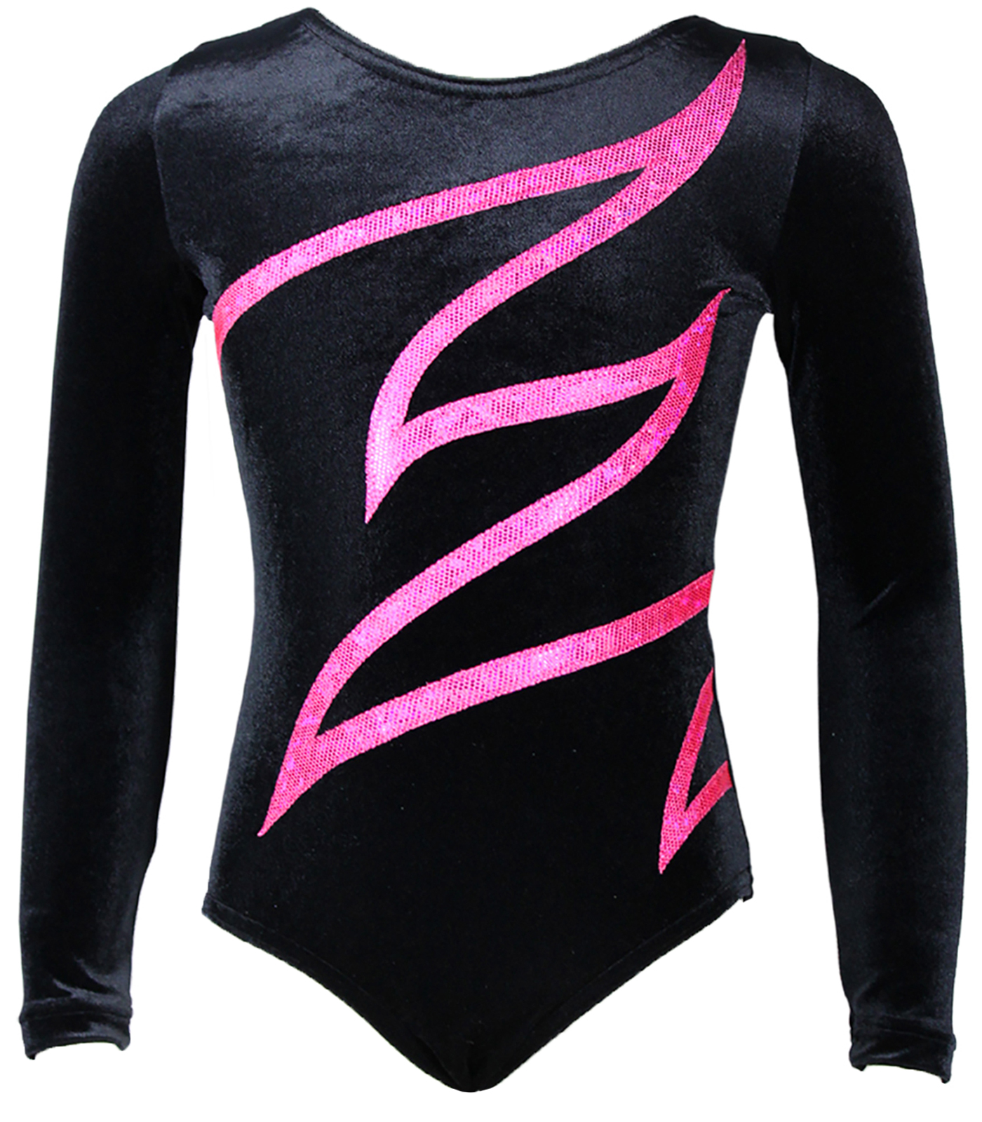 Schwarz-Pink Samt langarm Turnanzug Plamak Basic