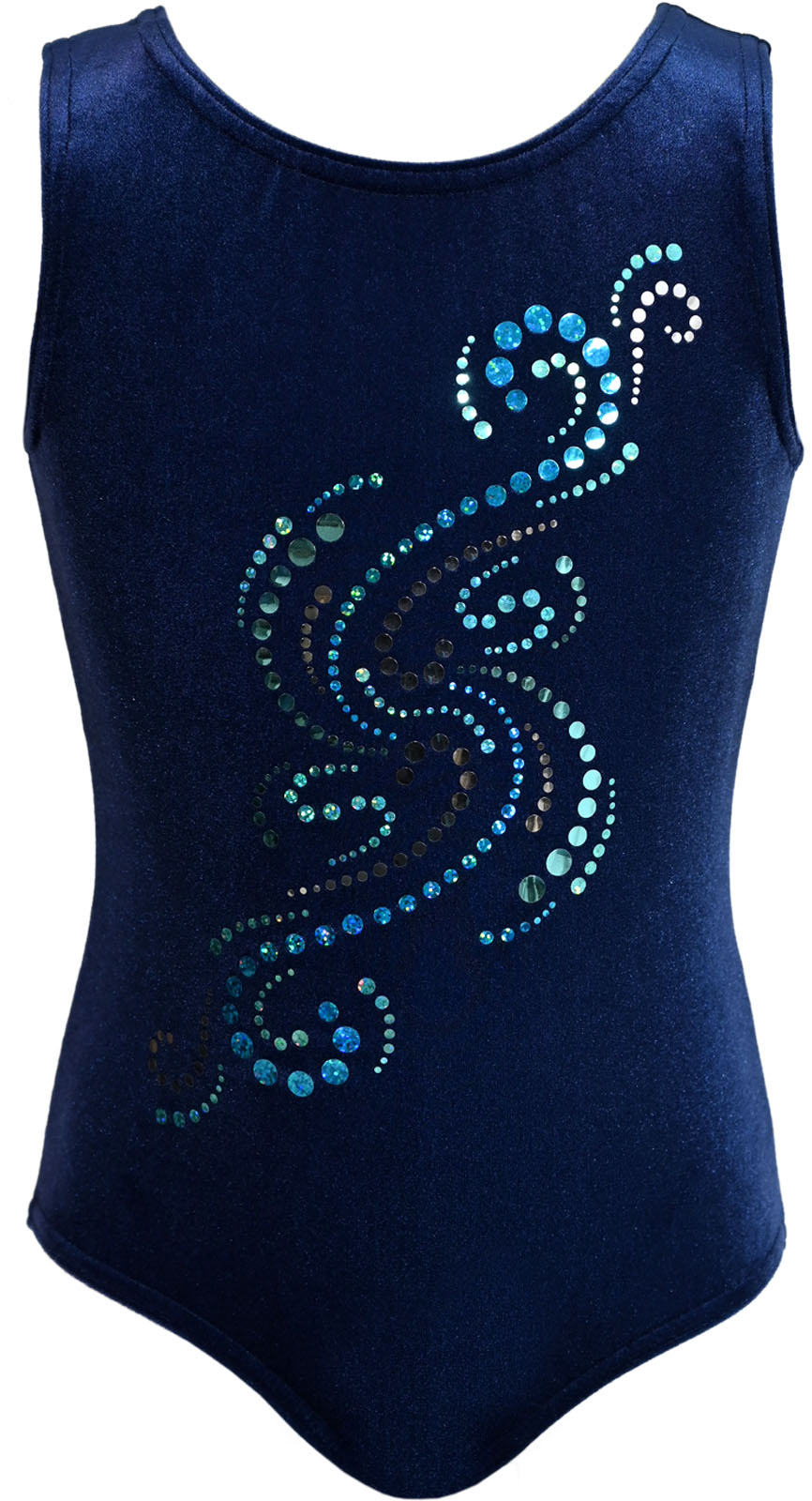 Dunkelblau Lycra ärmellos Turnanzug Waterfall aus Glitzerplättchen Dunkelblau Lycra ärmellos Turnanzug Waterfall aus Glitzerplättchen