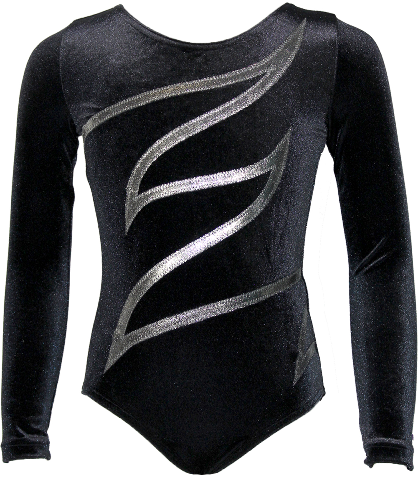 Schwarz-Silber Samt langarm Turnanzug Plamak Basic