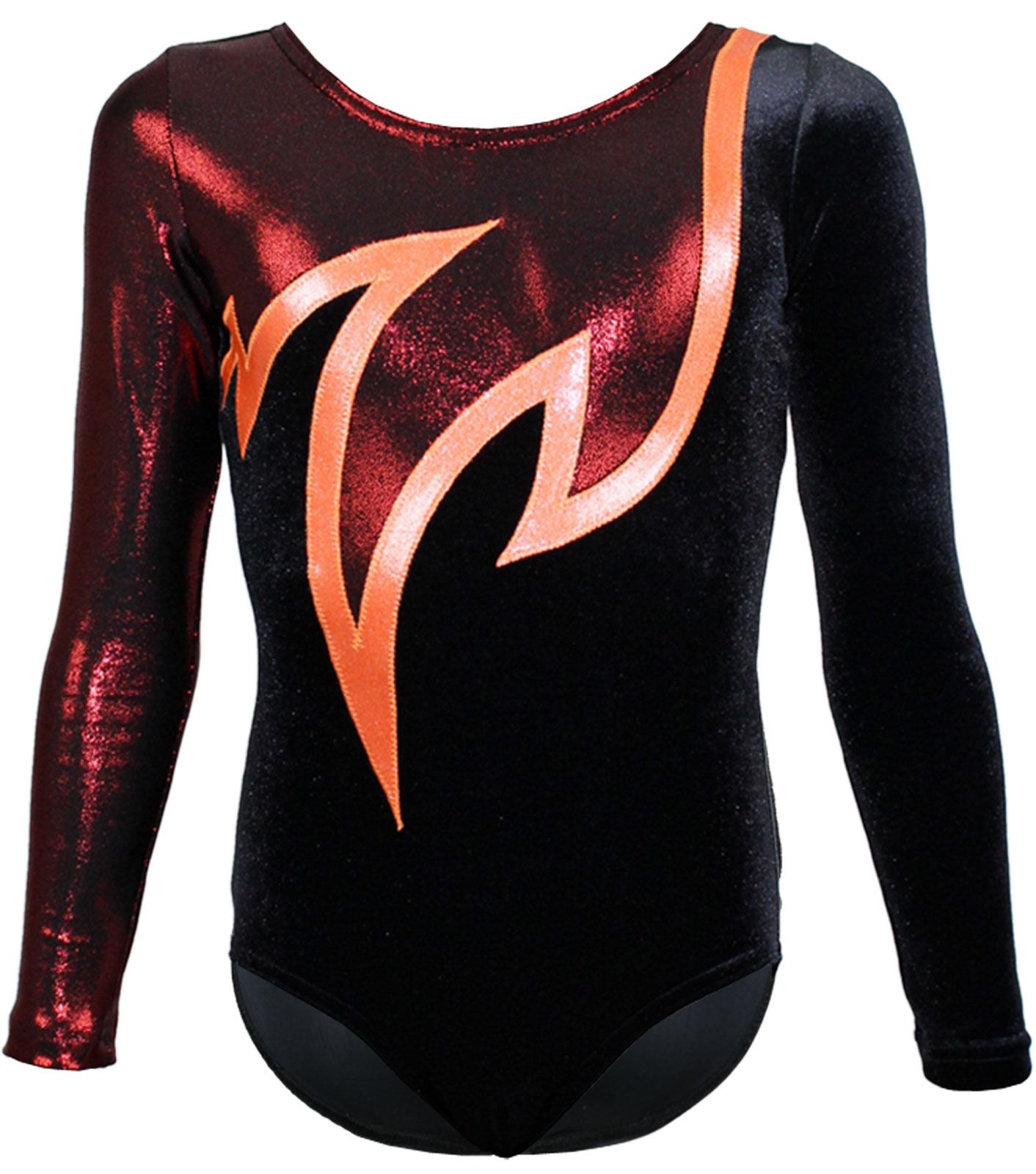 Schwarz-Orange-Rot Samt langarm Turnanzug Java Spezial