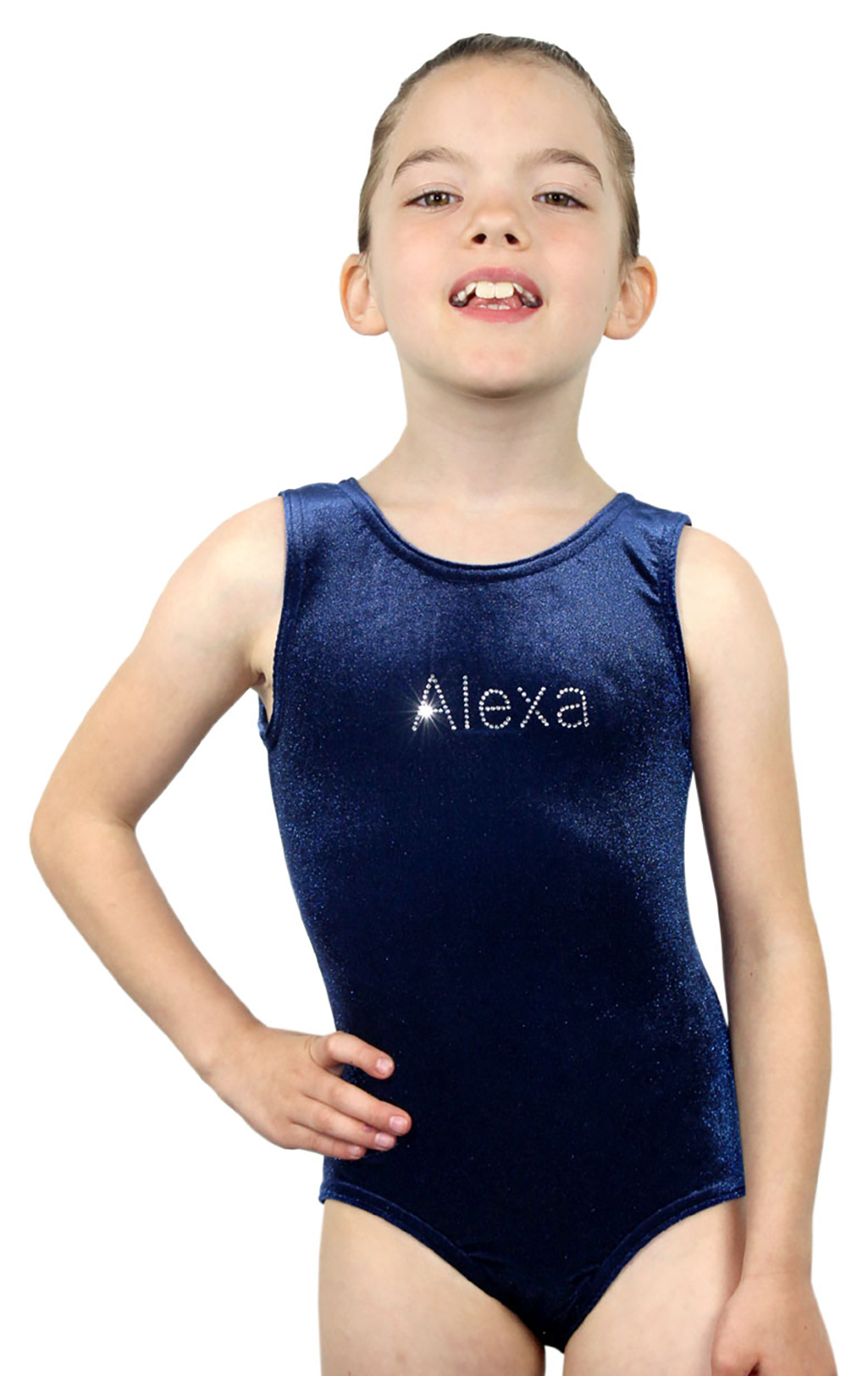 Lycra-Turnanzug Body mit Namen aus Strass