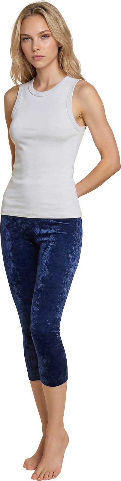 3/4 Crash-Samt Caprihose bi-elestisch