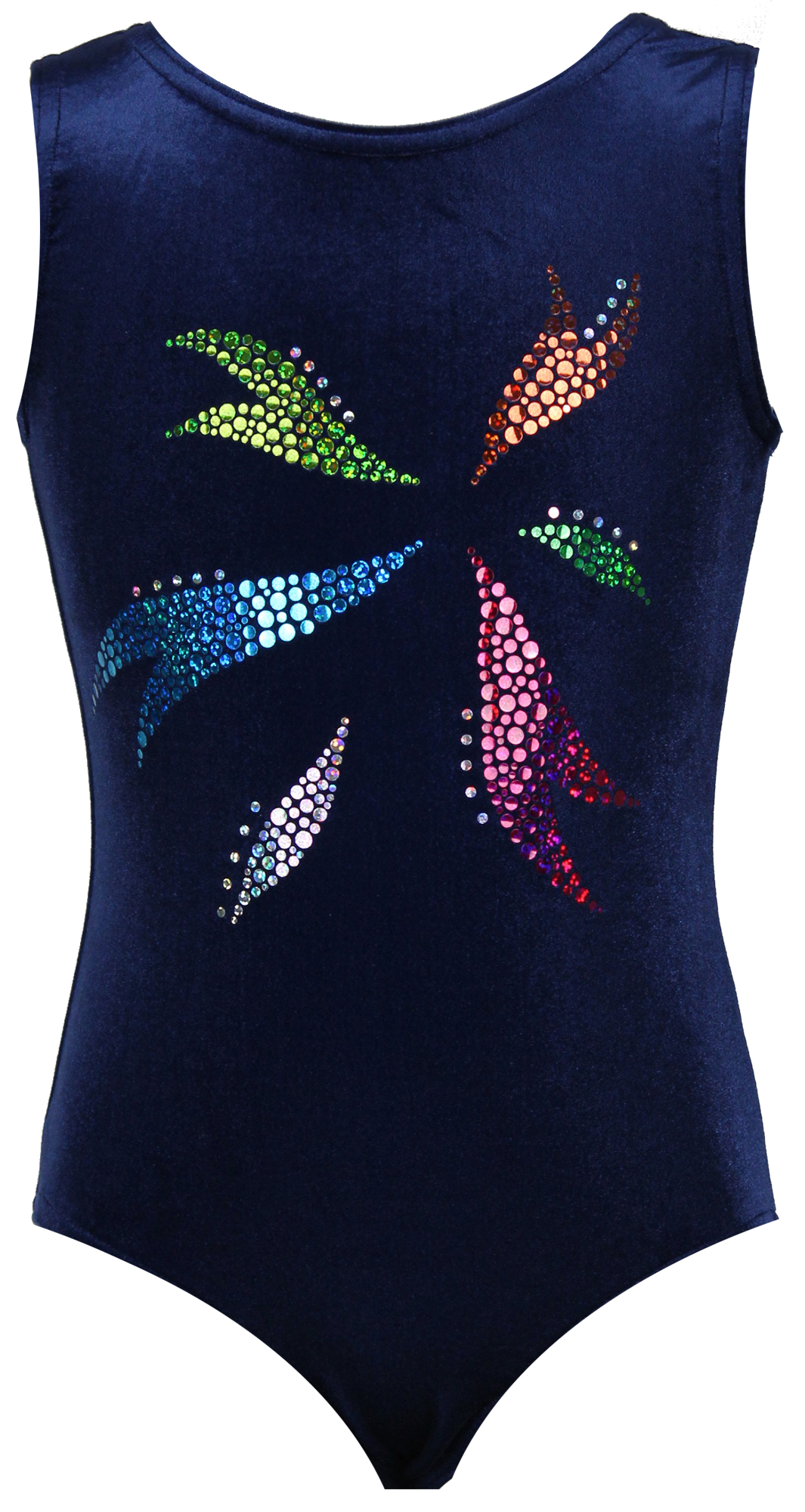 Dunkelblau Samt ärmellos Turnanzug Flora-Bunt aus Glitzerplättchen