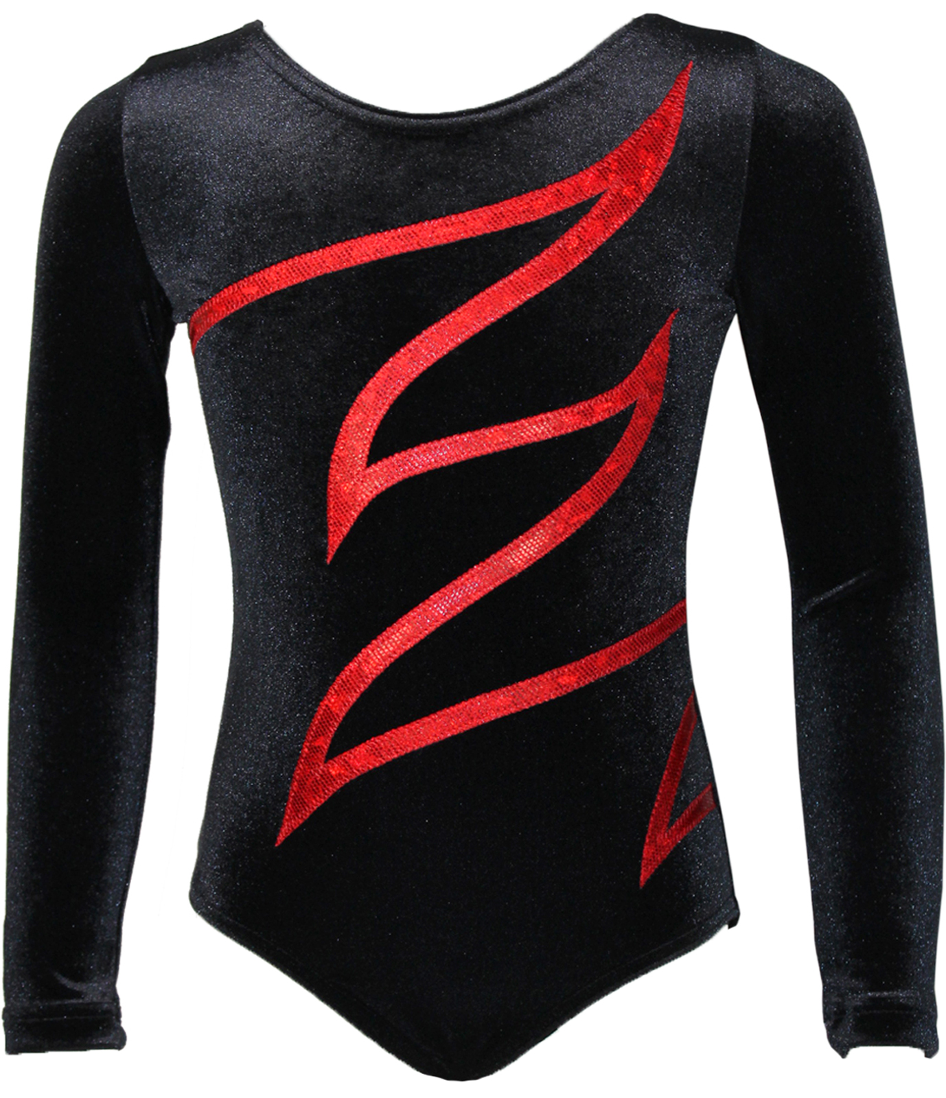Schwarz-Rot Samt langarm Turnanzug Plamak Basic