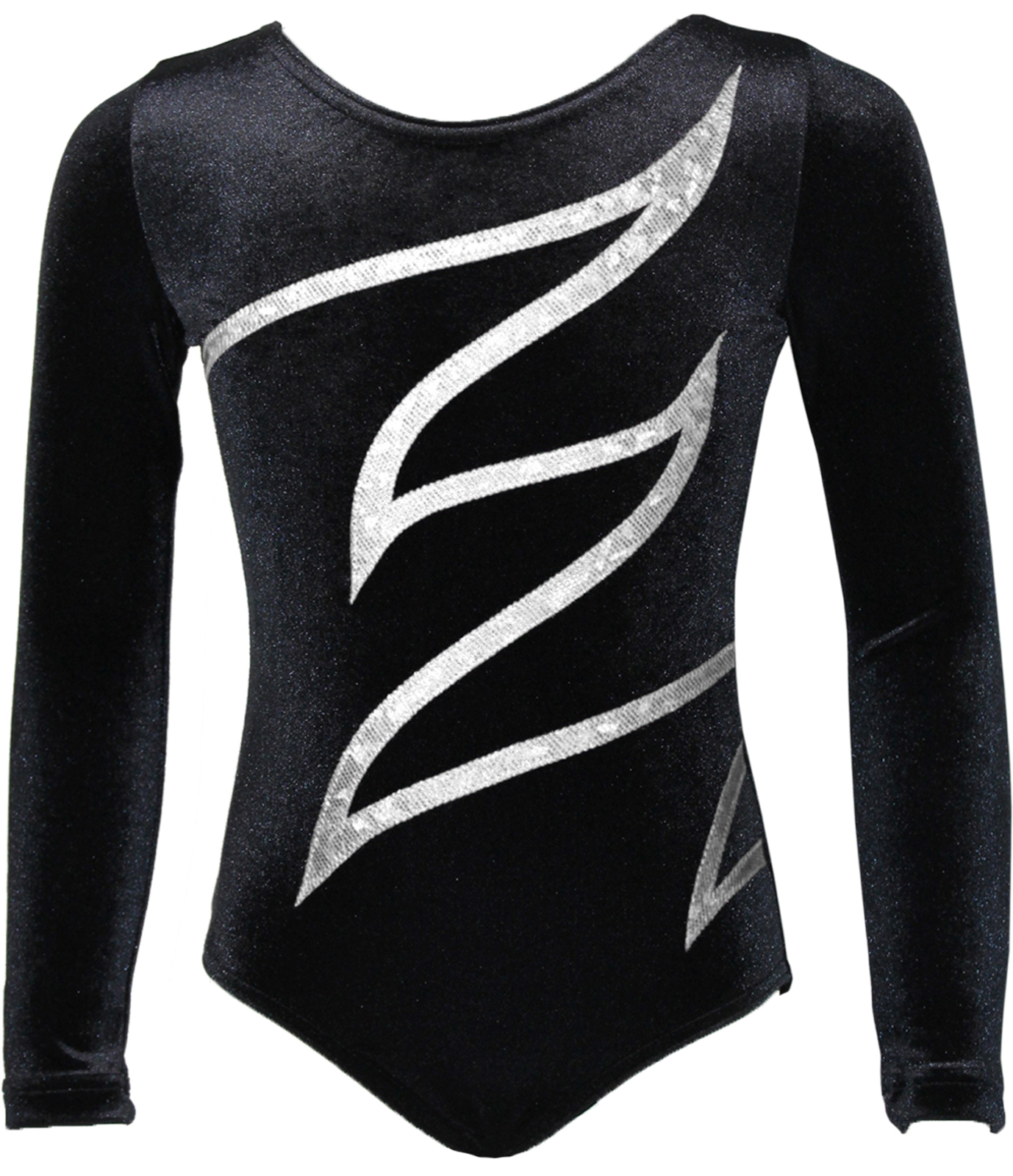 Schwarz-Weiß Samt langarm Turnanzug Plamak Basic