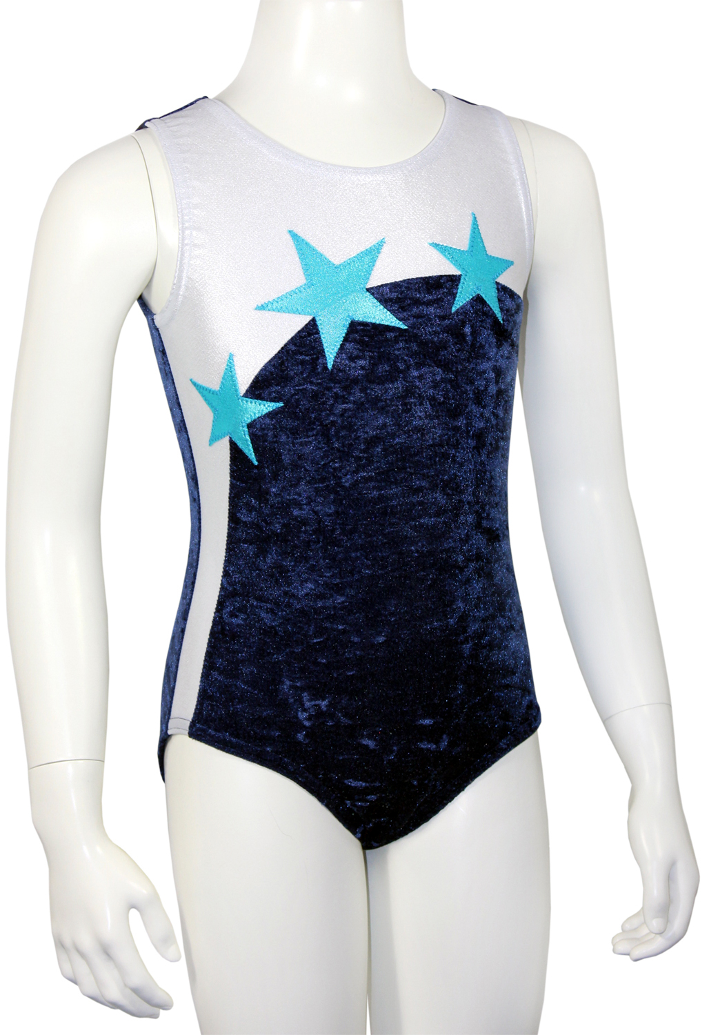 Dunkelblau-Weiß-Türkis Samt Turnbody Starlight